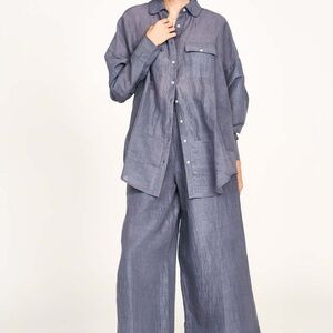 Mirth Kyoto Linen blend Button-Up Blouse